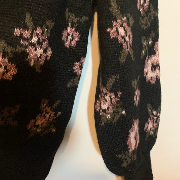 Anthropologie Black and Pink Floral Sweater - Picture 4 of 5